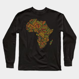 Love Africa African Print Stick Pattern Map Long Sleeve T-Shirt